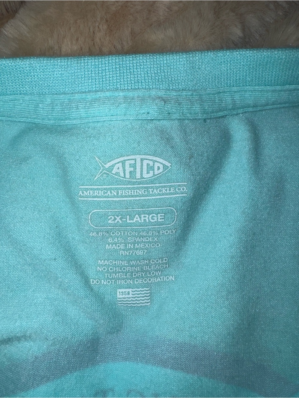 AFTCO Long Sleeve Logo Tee in Aqua - Picture 4 of 4